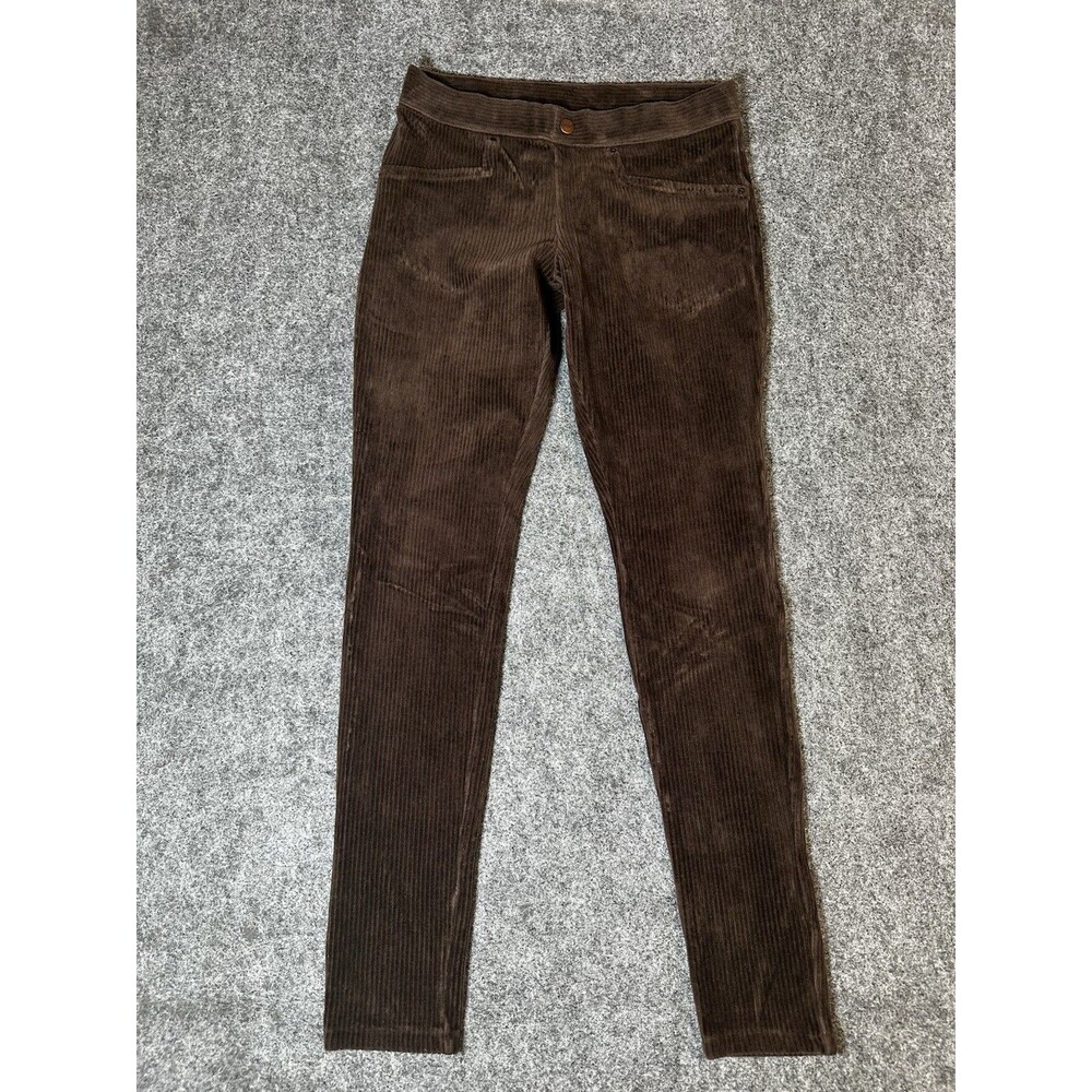 Hue Corduroy Jeggings Sm Brown Ribbed Pull On Stretch Dark Academia Preppy Twee - Picture 1 of 8